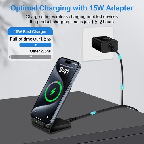 Miniatura 2 de Estación de carga inalámbrica de 15 W inalámbrica rápida para Motorola Edge 60 Stylus/Edge 2024/Moto G Power 2025/50 Neo/Edge+ 2023/Edge 50