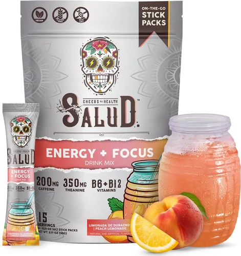 Miniatura 11 de Salud 2-en-1 Polvo de Bebida Energética + Enfoque, Guayaba, Cafeína Orgánica, B6 + B12, Teanina, Paquetes de Bebida Energética Limpia, Mezcla