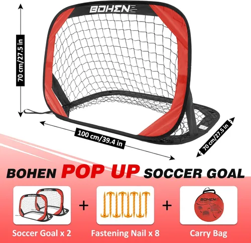 Miniatura 2 de BOHEN Porterías de fútbol desplegables para niños, red de fútbol portátil plegable para exteriores, interiores, patio trasero y playa