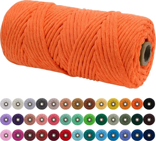Miniatura 28 de JeogYong Cordón de macramé de un solo hilo 2mm x 164 yardas (492 pies) Cuerda de algodón suave, hilo de macramé 2 mm, suministros de macramé