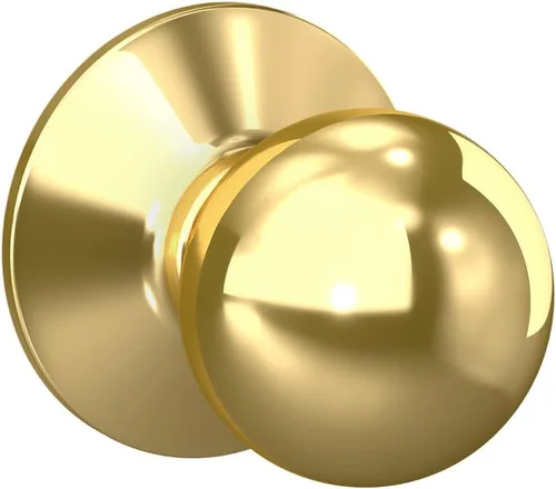 Schlage F10 ORB 605 Orbit - Pomo para puerta, cerradura de paso para pasillo y armario, latón brillante