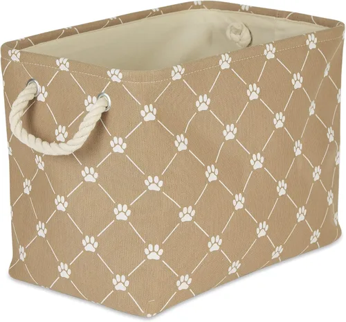 Miniatura 7 de Bone Dry - Colección de almacenamiento para mascotas con diseño de huella de pata y hueso, rectángulo pequeño, 14x8x9 pulgadas, color rosa 2-Rosa