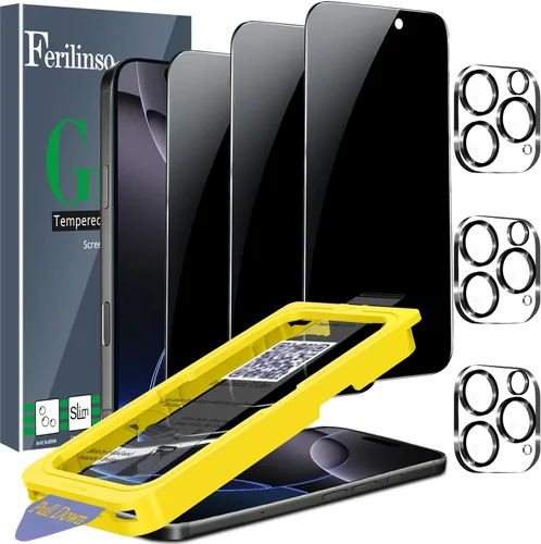 Miniatura 15 de Ferilinso Paquete de 3 protectores de pantalla de privacidad para Apple iPhone 14 Pro, accesorios de vidrio templado, pantalla de privacidad