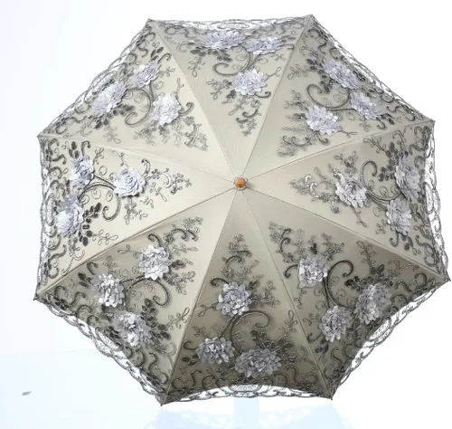 Miniatura 2 de Sombrilla de encaje bordado doble cubierta anti-UV SunRainSnow plegable paraguas