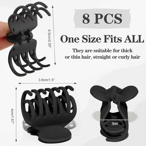 Miniatura 7 de 8 pinzas de garra para cabello fino para mujeres, pinzas de pelo medio mate de 1.6 pulgadas para cabello fino y grueso, agarre fuerte, pinzas