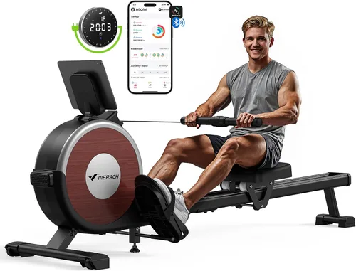 Miniatura 12 de MERACH Rowing Machines for Home, Magnetic Rowing Machine with 16 Levels, Rower Machine of Quiet Resistance, Dual Slide Rail with Max 350lbs