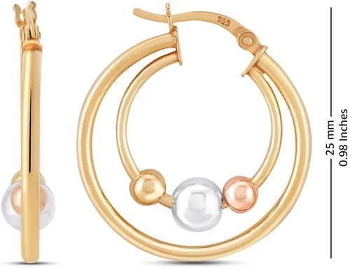 Miniatura 3 de Charmsy - Aretes de plata de ley en tres tonos para mujer