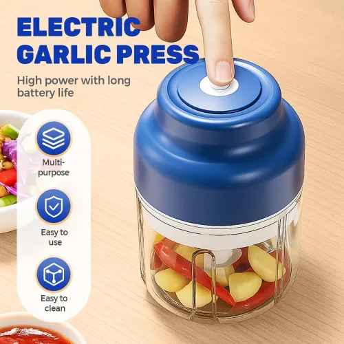 Miniatura 2 de Set de picador eléctrico mini de ajos, 2026 Nuevo picador pequeño de ajos, picadora de alimentos eléctrica, herramienta de picador de ajos