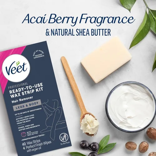 Miniatura 5 de VEET Kit de depilación listo para usar para mujeres, tiras de cera para depilación corporal, kit de cera para piernas y cuerpo, producto de cuidado