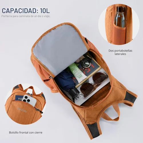 Miniatura 5 de Uselike - Mochila pequeña de 10L para senderismo, mochila de viaje de día, ligera y plegable, para mujeres y hombres (naranja)