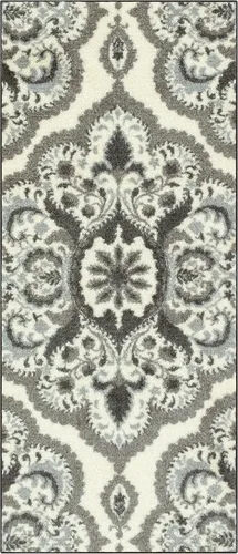 Miniatura 57 de Maples Rugs - Alfombra antideslizante Vivian, para pasillo o entrada, patrón de medallones [fabricada en Estados Unidos], 2 x 6 pies, color gris