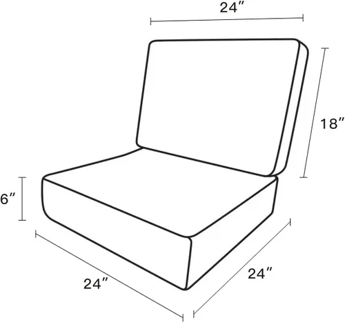 Miniatura 6 de ARTPLAN Cojines de asiento profundos para muebles de exterior, juego de cojines de asiento gruesos de 24 x 24 x 6 pulgadas, cojines de asiento