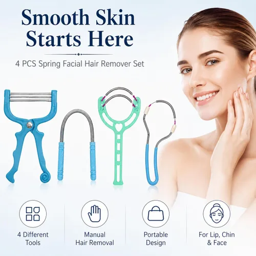 Miniatura 6 de Removedor de vello primaveral – Paquete de 4 depiladoras de resorte de acero inoxidable – Removedor de vello facial para mujeres, cara de barbilla