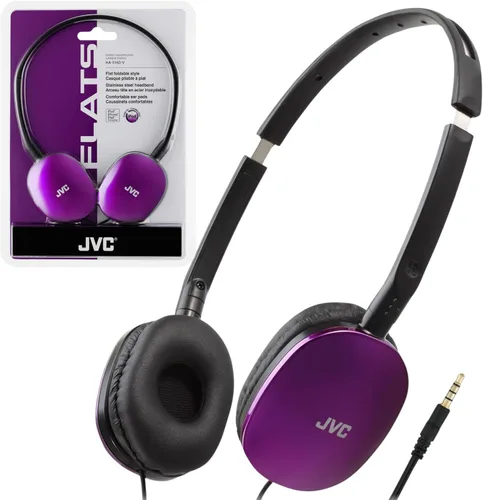 JVC Auriculares planos con cable – Diseño plegable plano – Controlador de 1.181 in para un sonido potente – Almohadillas suaves para mayor comodidad