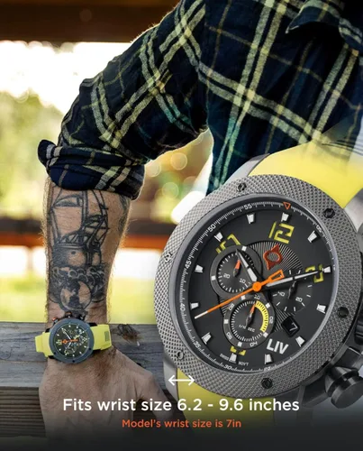 Miniatura 2 de LIV GX1 - Reloj clásico resistente con cronógrafo suizo de 177 pulgadas 316L SS 3D multicapa con fecha rápida resistente a los arañazos resistente