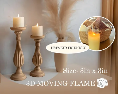 Miniatura 2 de Velas de pilar sin llama parpadeantes con temporizador remoto, velas LED que funcionan con pilas de hasta 400 horas, velas de cera real con llama