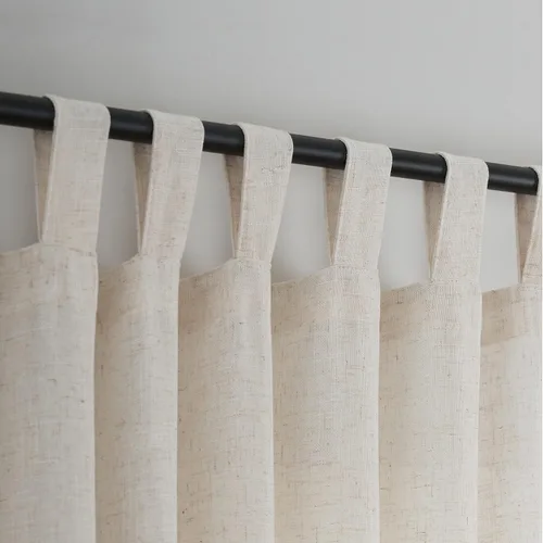 Miniatura 9 de Cortinas semitraslúcidas de lino con pestaña superior, filtrantes de luz, elegantes cortinas y cortinas para sala de estar de 52 x 63 pulgadas
