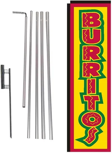 Miniatura 6 de Pupusas - Bandera rectangular de plumas con kit de poste y pico de tierra para restaurantes, mercados, propietarios de negocios