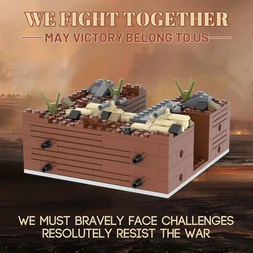 Miniatura 6 de WW2 Battlefield - Juego de bloques militares de esquina derecha (200 piezas) para construir libremente escenas de batalla