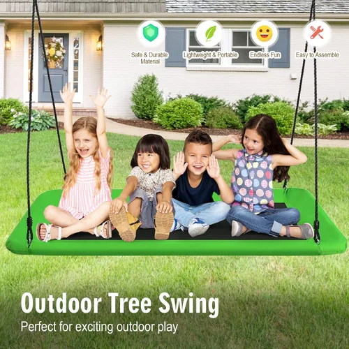 Miniatura 6 de Costzon Columpio rectangular gigante de 60 pulgadas para niños y adultos, resistente al desgaste para interiores y exteriores, con marco de acero