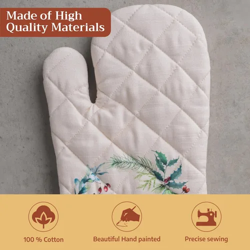 Miniatura 3 de Maison d' Hermine - Guantes de cocina Holly Time, 100 % algodón, manoplas de horno para hacer una barbacoa, cocinar, hornear, para la parrilla