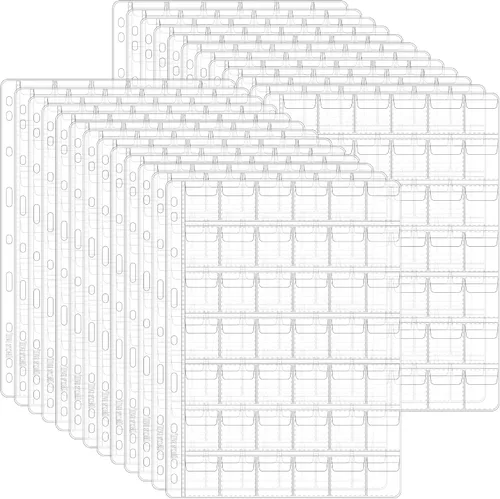 Miniatura 17 de Páginas con bolsillos para monedas, fundas estándar con bolsillos para monedas, con 9 orificios para coleccionistas, 10 hojas, serie CS03 20