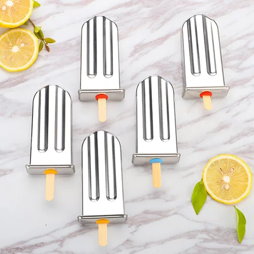 Miniatura 8 de Moldes de paletas de acero inoxidable, juego de 6 moldes para hacer helados, moldes de paletas caseras reutilizables de metal con palos y bolsas
