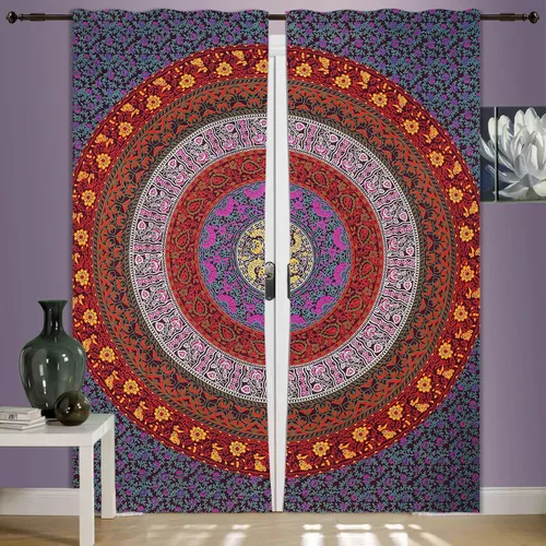 Miniatura 7 de Cortinas de ventana de mandala hippie indio, gitano, bohemio, sol, luna, hermosas cortinas para dormitorio, sala de estar, balcón, cenefa