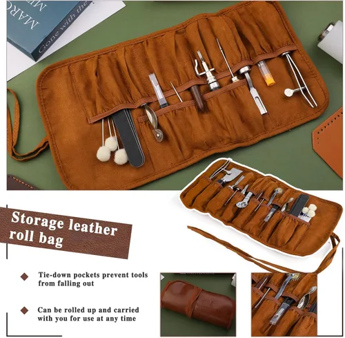 Miniatura 2 de BUTUZE Kit de cuero, kit de herramientas de cuero para principiantes, herramientas de artesanía en cuero con herramientas de estampado, biselador