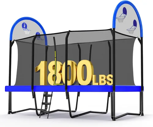 Zupapa 1800LBS Weight Capacity Rectangle Trampoline 10x17FT 9X15FT 8X14FT Outdoor Square Gymnastics Trampolines for Kids Adults Long Large Bid Azul