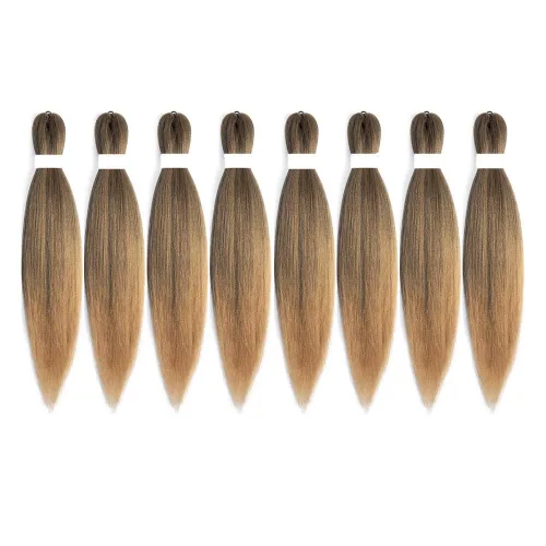 Miniatura 2 de Cabello trenzado preestirado de 14 pulgadas, 8 paquetes de cabello trenzado preestirado, trenzas de ganchillo, extensiones de cabello trenzado Yaki