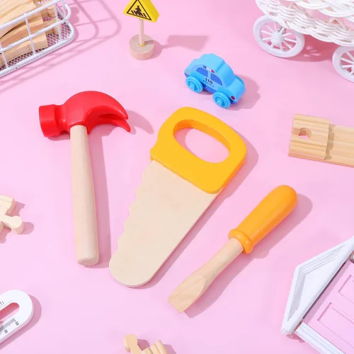 Miniatura 8 de jojofuny 1 juego de martillo de madera, herramienta de simulación de simulación, martillo de juguete para niños, herramienta de madera para niños