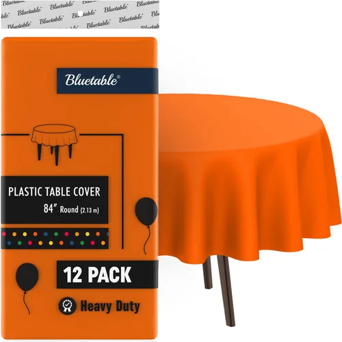 Miniatura 19 de Bluetable Mantel de plástico desechable rectangular negro (paquete de 12) a granel, mantel ultra resistente (54 x 108 pulgadas), mesas de 6 pies u 8