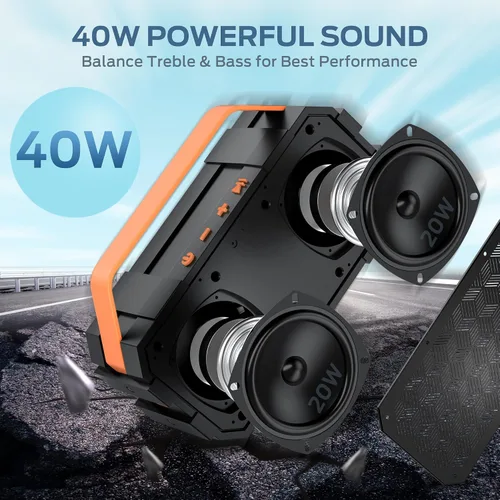 Miniatura 8 de BUGANI Altavoz Bluetooth, altavoces Bluetooth portátiles con sonido estéreo de 40 W, altavoz Bluetooth ruidoso 24 horas de reproducción compatible