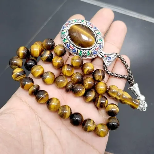 Miniatura 3 de ALBASHAN Tasbih - Cuentas de oración de ojo de tigre natural para hombre, Misbaha musulmana, 33, 45, 51, 66, 99, 100 cuentas de rosario profesional