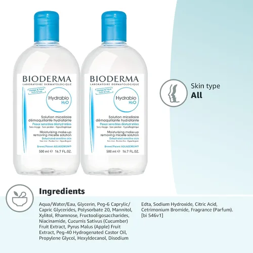 Miniatura 11 de Bioderma - Agua micelar Hydrabio H2O - Limpiador facial y desmaquillante - Agua limpiadora micelar para pieles sensibles deshidratadas
