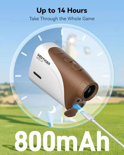 Miniatura 7 de REDTIGER Mini Golf Range Finder with 1200 Yards, IP65 Waterproof and Slope Switch, 7X Magnification, Magnetic & Rechargeable Golf Rangefinder, Flag