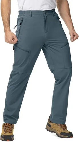 TBMPOY Pantalones de viaje ligeros para hombre, 5 bolsillos con cremallera, elásticos, de secado rápido, pantalones de trabajo tipo cargo, para