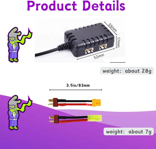Miniatura 5 de 2S 7.4V 3400mAh con enchufe en T estilo Dean, capacidad recargable, baterías RC aptas para la mayoría de coches y camiones RC escala 1/10, 1/12
