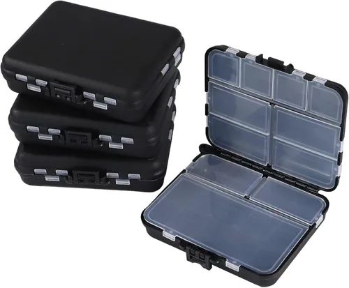 Hlotmeky Organizador de Caja de Aparejos Pequeña Paquete de 4 Mini Cajas de Aparejos de Plástico Organizador de Pesca Contenedores de Almacenamiento