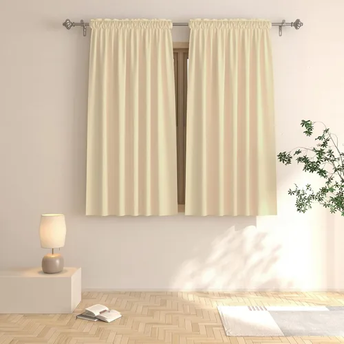 UPOPO Cortinas beige de 45 pulgadas de largo para oscurecer la habitación, paneles de cortina para ventana, bolsillo para cortinero, cortinas con