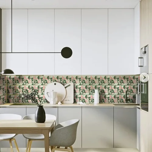Miniatura 27 de Adhesivos de vinilo para azulejos de pared autoadhesivos, calcomanías impermeables para decoración de cocina, baño, línea ondulada de abulón, 6 x 6