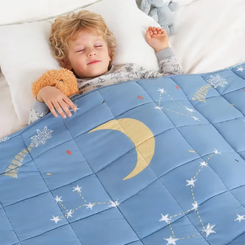 Miniatura 13 de Kivik Manta con peso de 3 libras, transpirable, pequeña y pesada, para dormir y relajarse, para cama, sofá, hogar, escuela, lavable a máquina