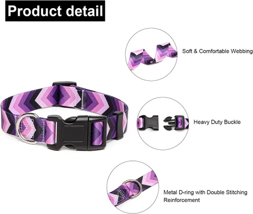 Miniatura 3 de Collar ajustable para perro con patrones, ultra cómodo, de nailon suave, transpirable, para perros pequeños, medianos y grandes (S, flecha)