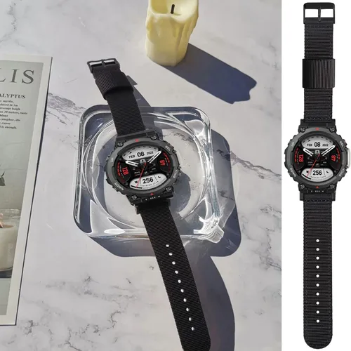 Miniatura 5 de Hijiawee Correas de repuesto aptas para Amazfit T-Rex 2, correa de lona de nailon tejido suave para reloj T-Rex2, hombres y mujeres Negro