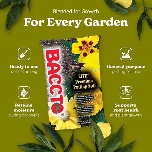Miniatura 3 de Michigan Peat 1440 Baccto Lite Premium - Tierra para macetas para jardinería interior y exterior, inicio de semillas, propagación y más, bolsa de 40