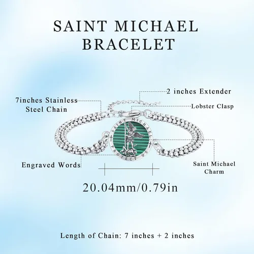 Miniatura 27 de Pulsera unisex de San Miguel/Cristóbal/Benedicto/Jude/José/Guadalupe/Ángel de la Guarda/Santa Muerte Pulsera de plata de ley 925 con cadena de doble
