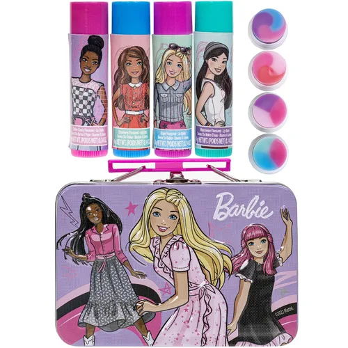 Miniatura 2 de Barbie – Townley Girl - Bálsamo labial a base de plantas de 4 paquetes con estuche de hojalata, juego de cosméticos de maquillaje para niños