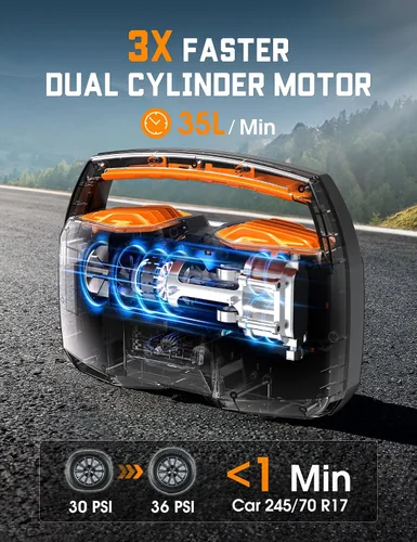 Miniatura 2 de Inflador de neumáticos, compresor de aire portátil, bomba de aire de alta resistencia de 12 V CC para neumáticos de automóvil con indicador digital