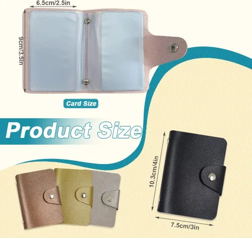 Miniatura 7 de Modixun 4 soportes para tarjetas de crédito, organizador de cuero para tarjetas de visita con 24 ranuras para tarjetas, protector de tarjetas